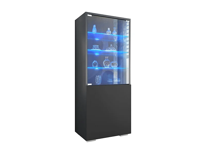 Vitrine Granada de , Armoire Vitrée Made in Germany avec Porte en Verre et Insert en Verre y compris LED, anthracite mat/noir mat (50 x 122,5 x 34,5 cm)