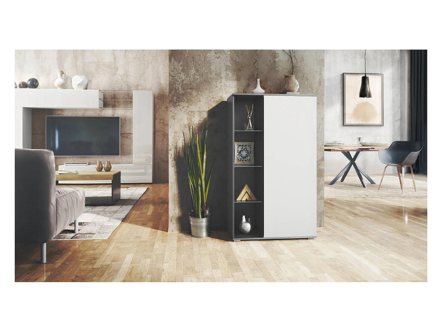 VITRINE Davos Weiß matt