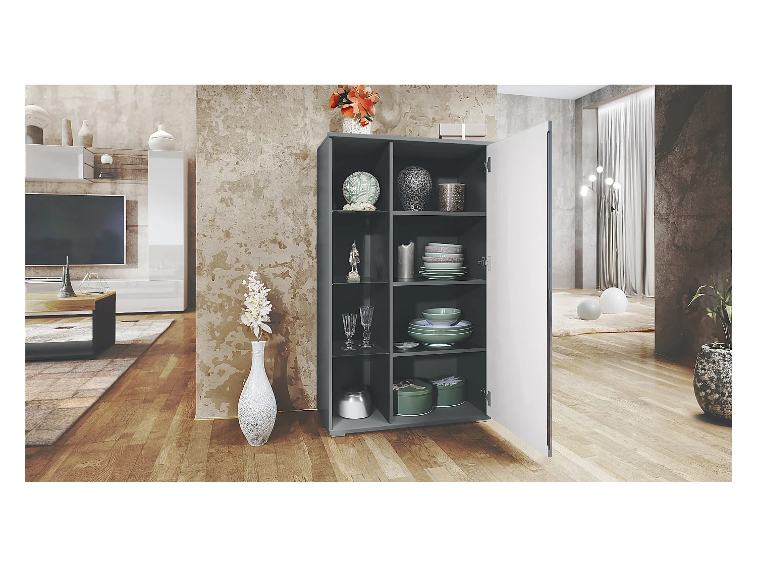 VITRINE Davos Weiß matt