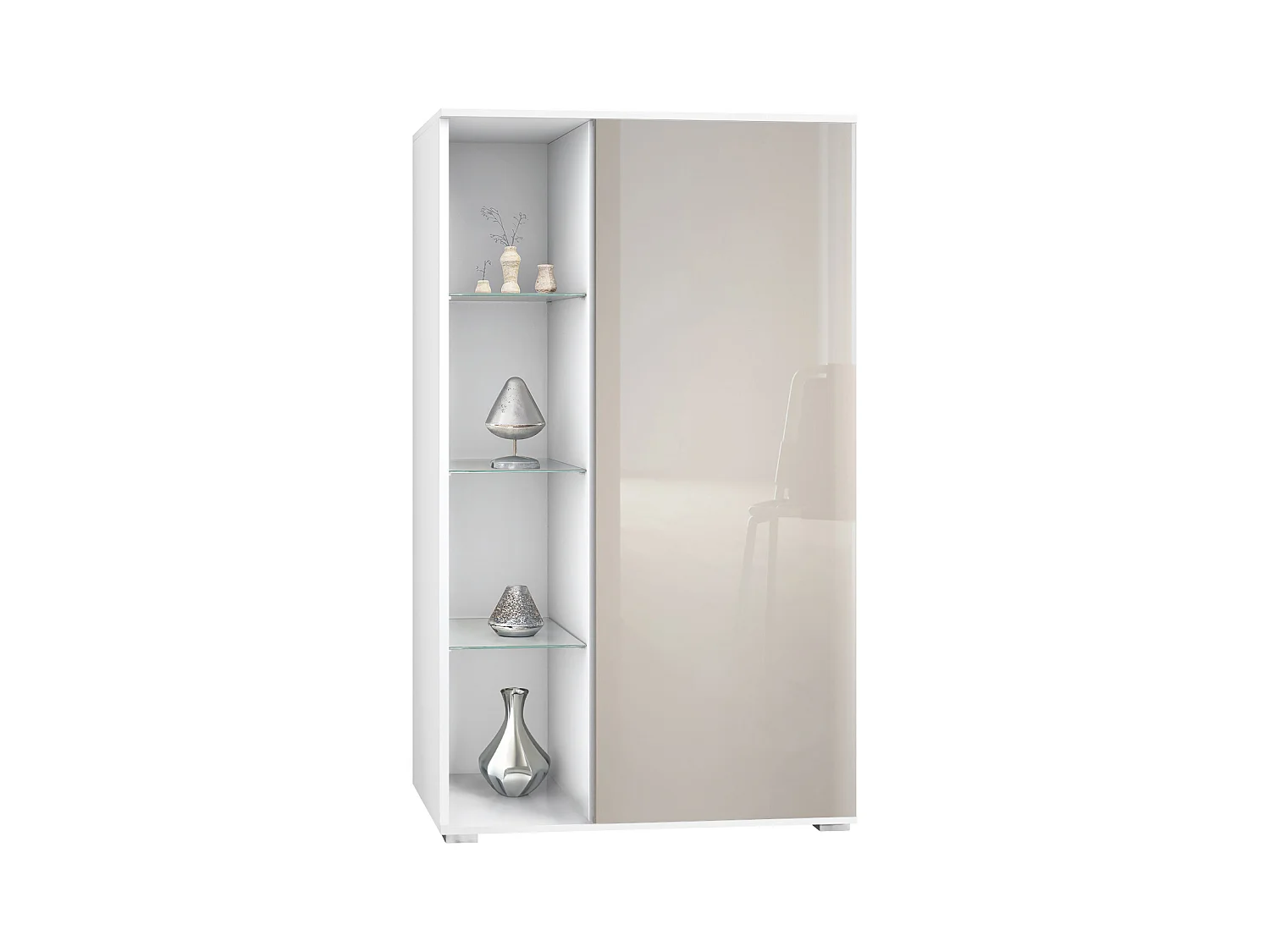 VITRINE Davos Sandgrau Hochglanz