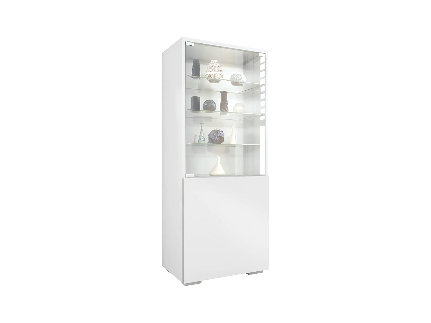 Vitrine Granada, Armoire Vitrée Made in Germany, avec Porte en Verre et Insert en Verre, blanc mat/blanc mat (50 x 122,5 x 34,5 cm)