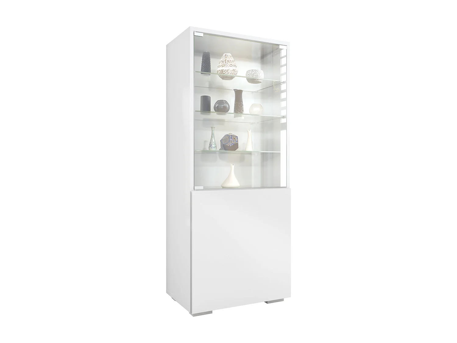 Vetrina Granada, Armadio Vetrina Made in Germany con Porta in Vetro e Inserto in Vetro, bianco opaco/bianco opaco (50 x 122,5 x 34,5 cm)