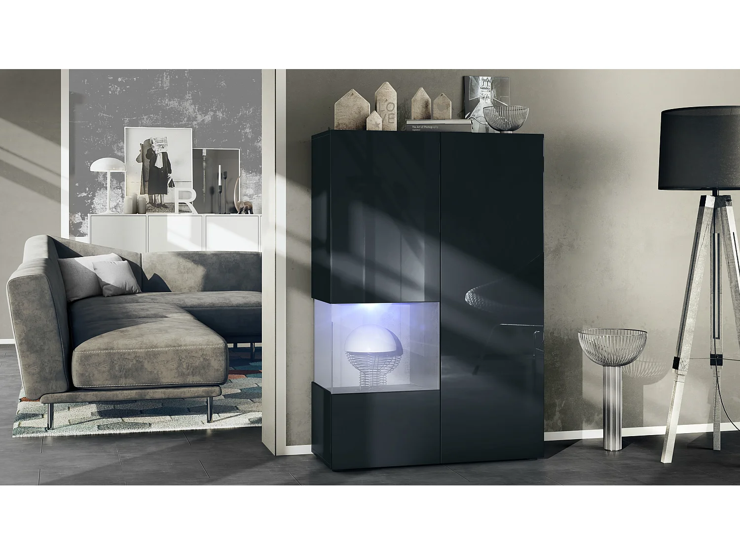 VITRINE Morena Einsatz in Beton Oxid Optik