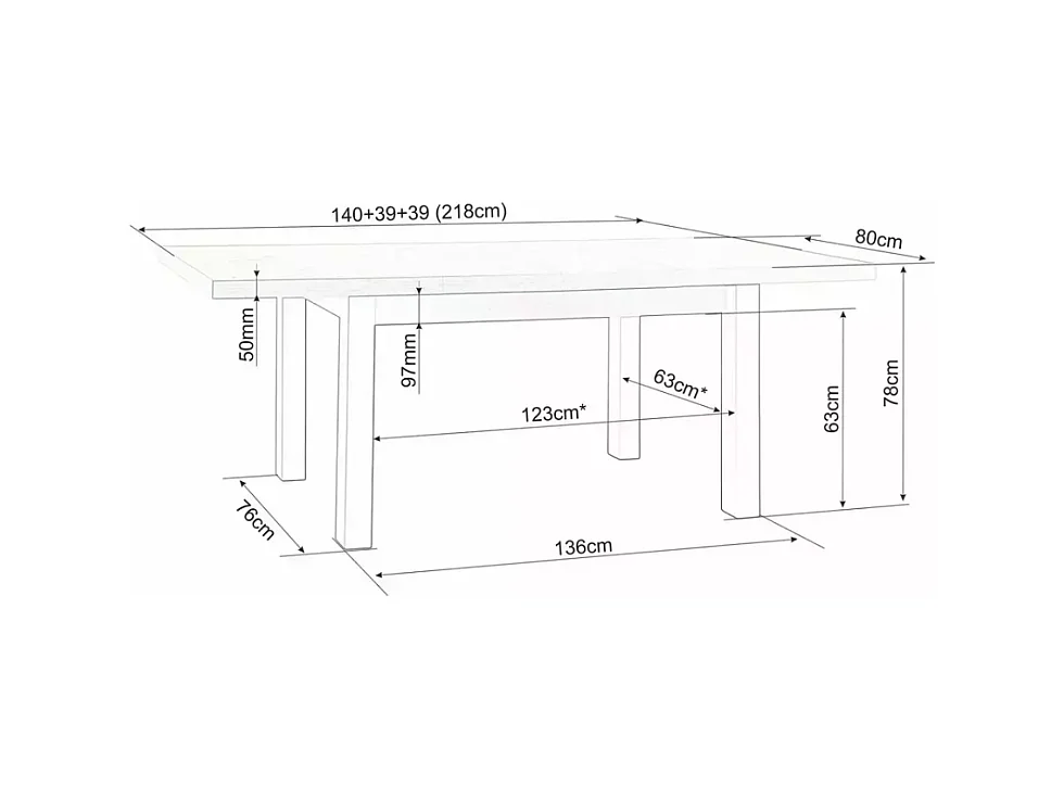 Table extensible 10 pers chêne et cachemire 218 cm MODERNAZ