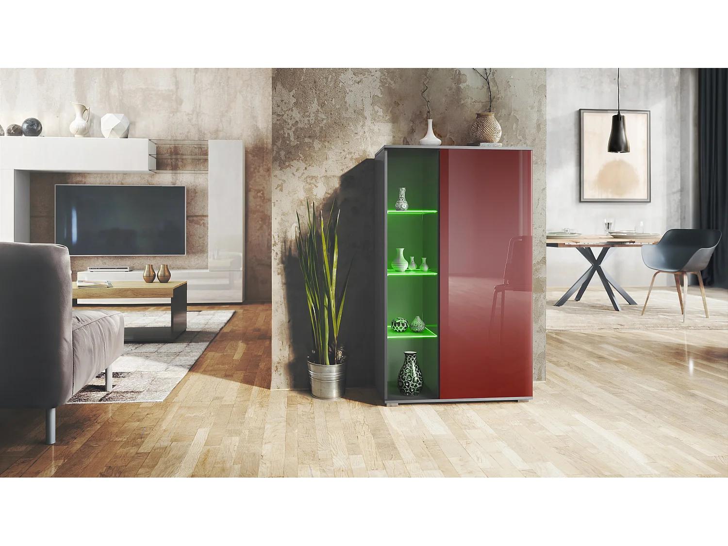 VITRINE Davos Bordeaux Hochglanz