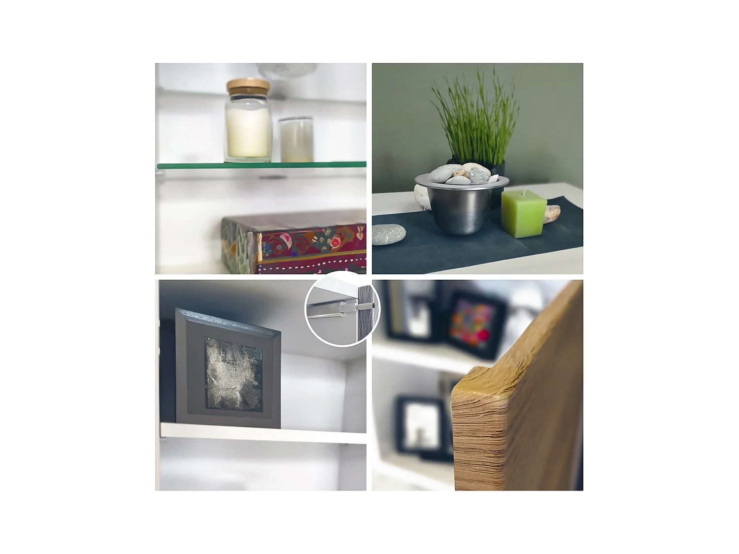 Vitrine Granada de , Armoire Vitrée Made in Germany avec Porte en Verre et Insert en Verre y compris LED, blanc mat/noir mat (50 x 122,5 x 34,5 cm)