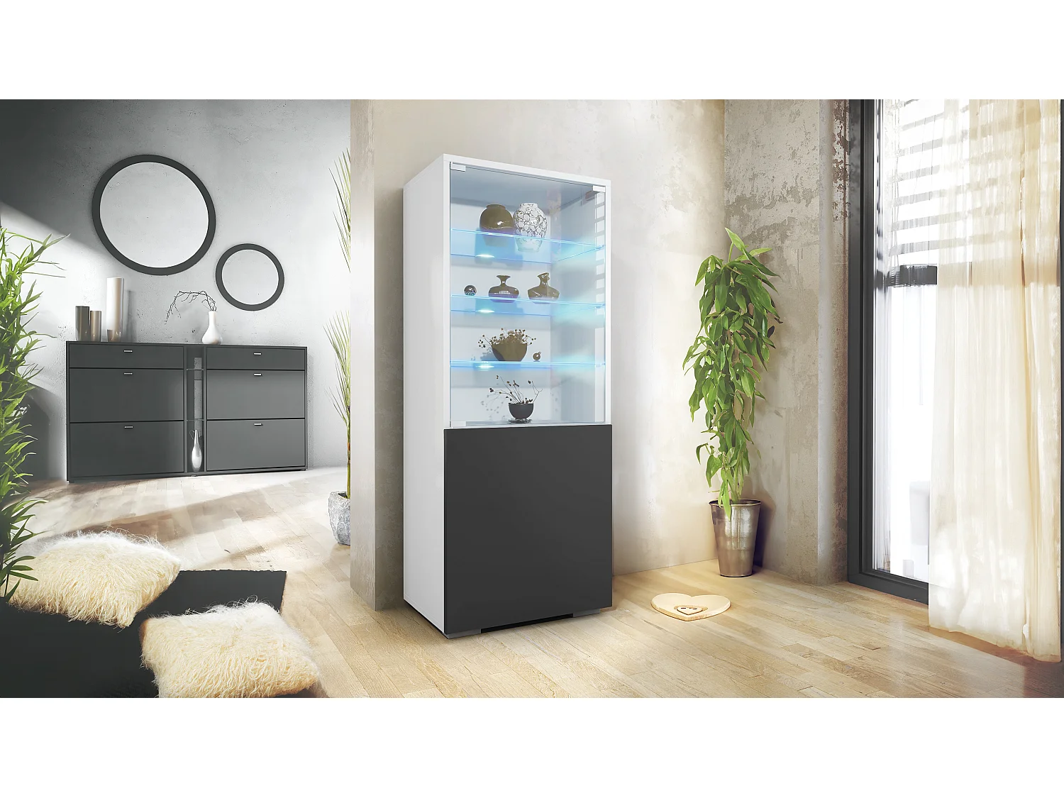 VITRINE Granada Schwarz matt