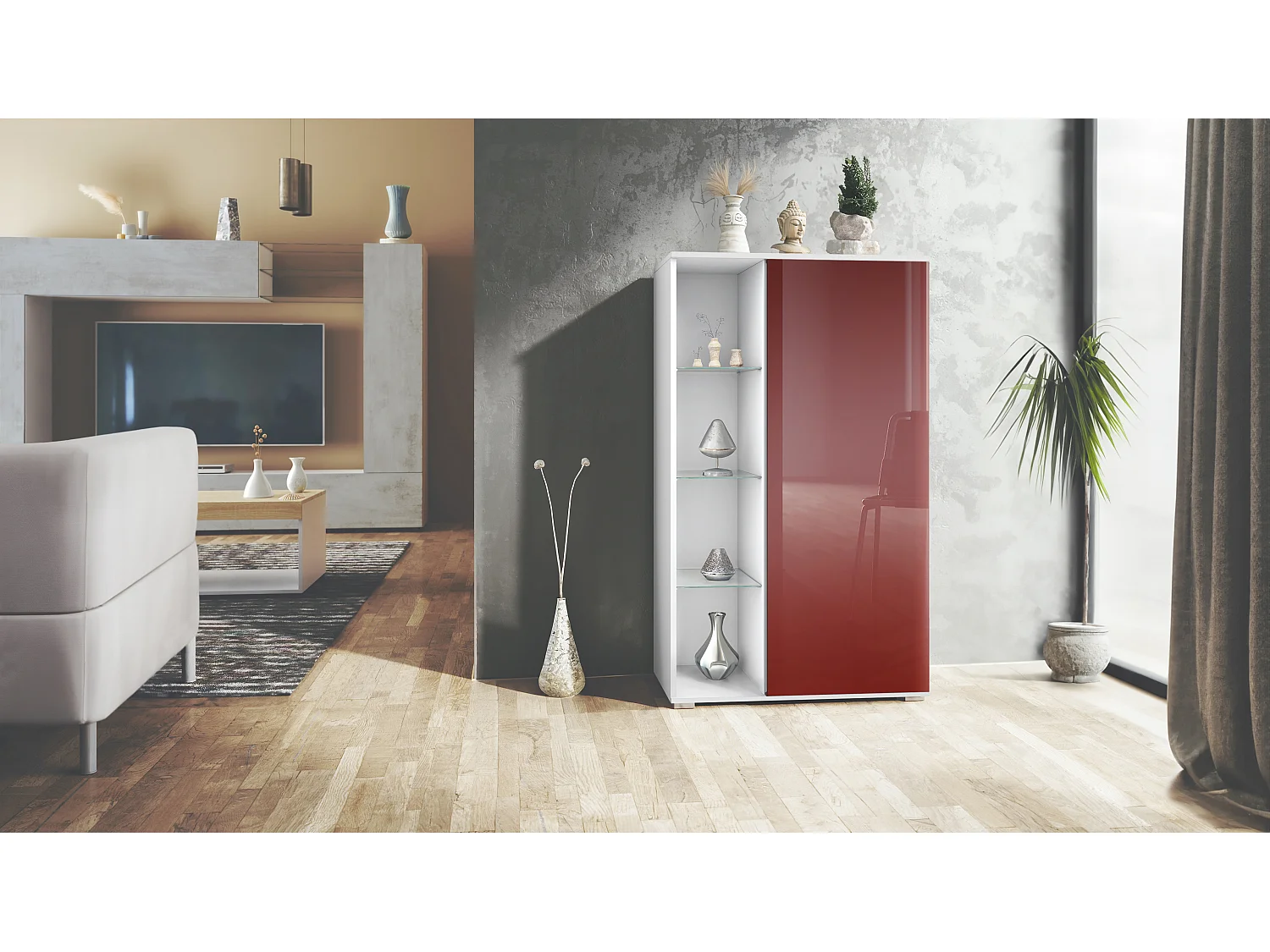 VITRINE Davos Bordeaux Hochglanz