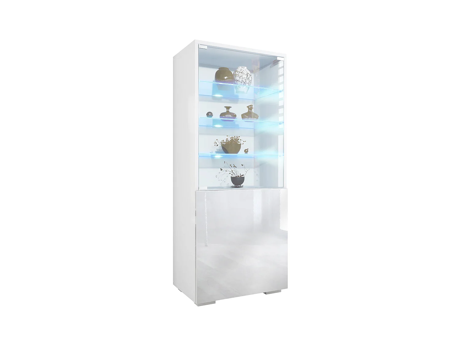 Vitrine Granada de , Armoire Vitrée Made in Germany avec Porte en Verre et Insert en Verre y compris LED, blanc mat/Blanc brillant (50 x 122,5 x 34,5 cm)