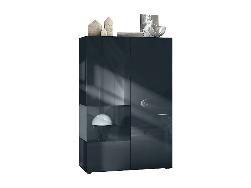 VITRINE Morena Einsatz in Schwarz matt