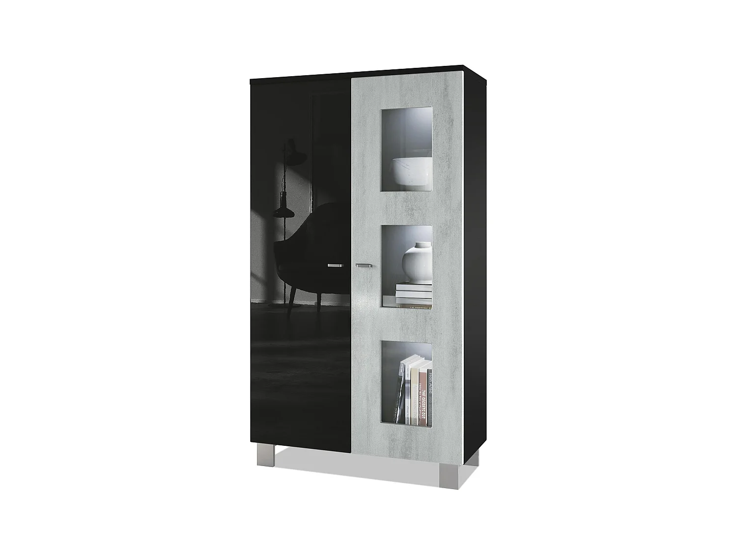 VITRINE Denjo Tür in Beton Oxid Optik
