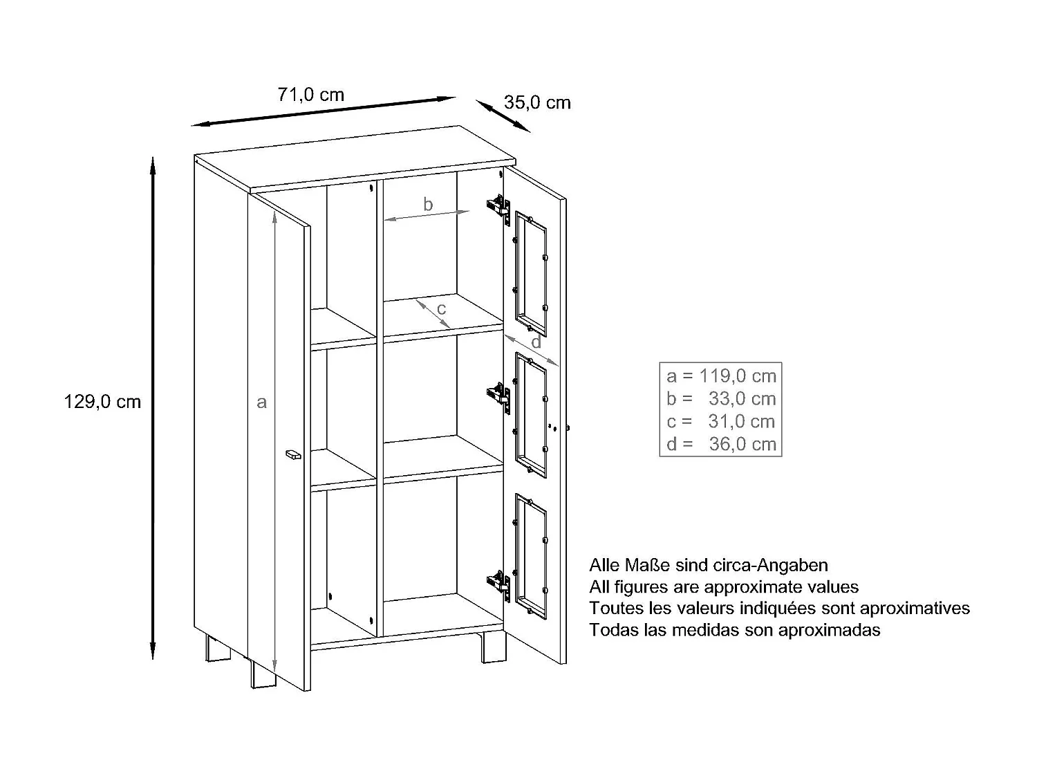 VITRINE Denjo Tür in Beton Oxid Optik