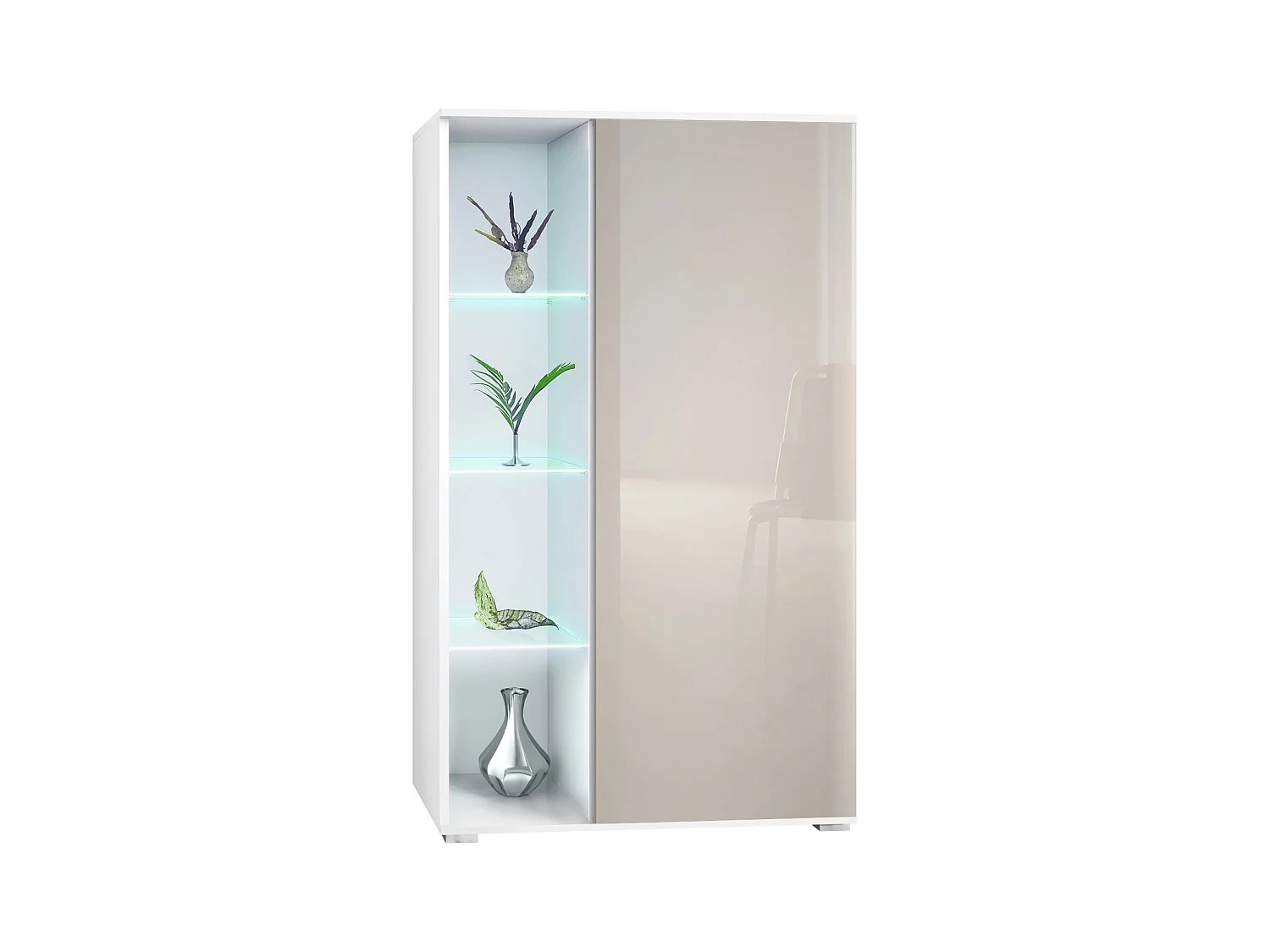 VITRINE Davos Sandgrau Hochglanz