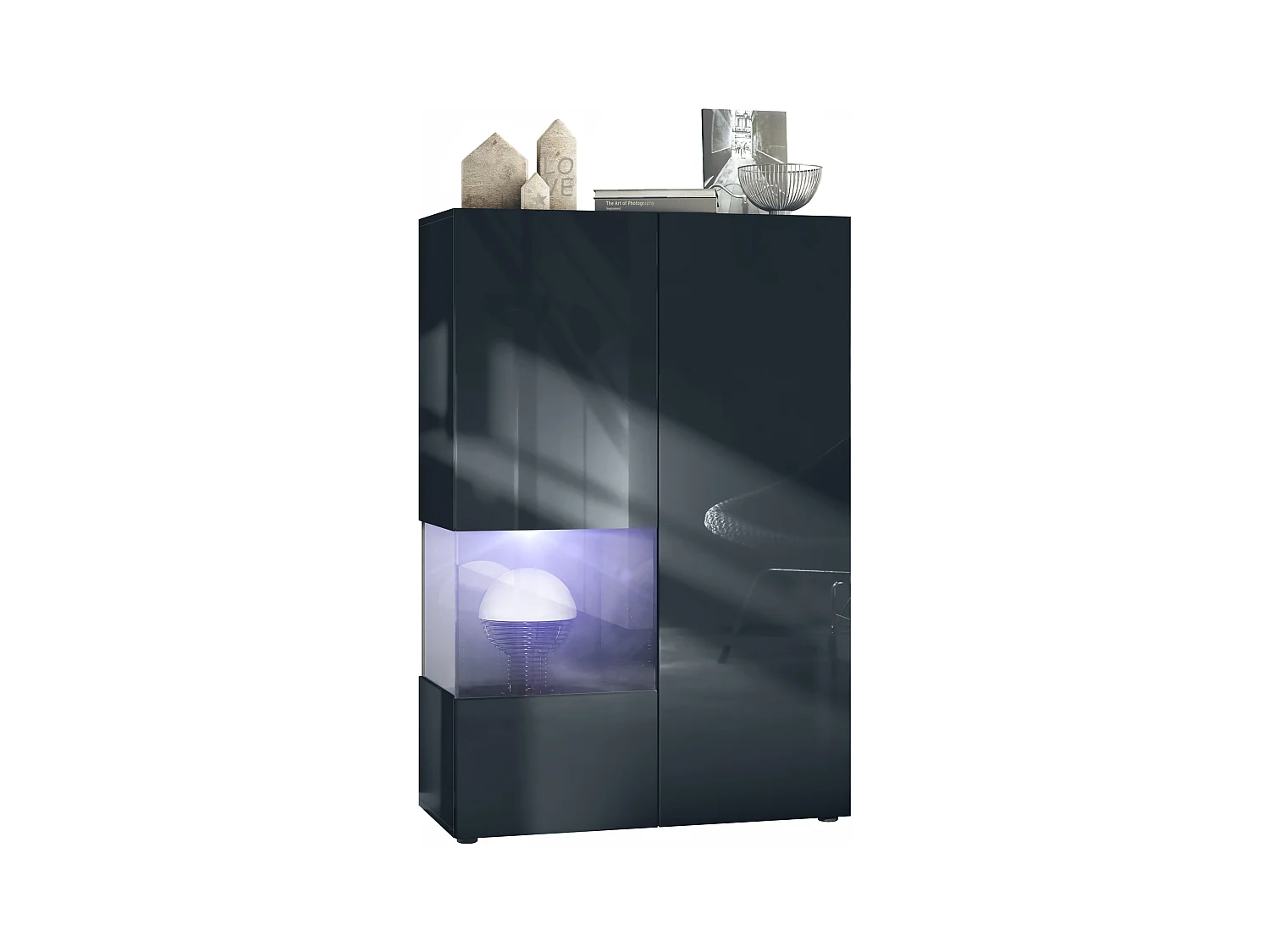 VITRINE Morena Einsatz in Schwarz Hochglanz