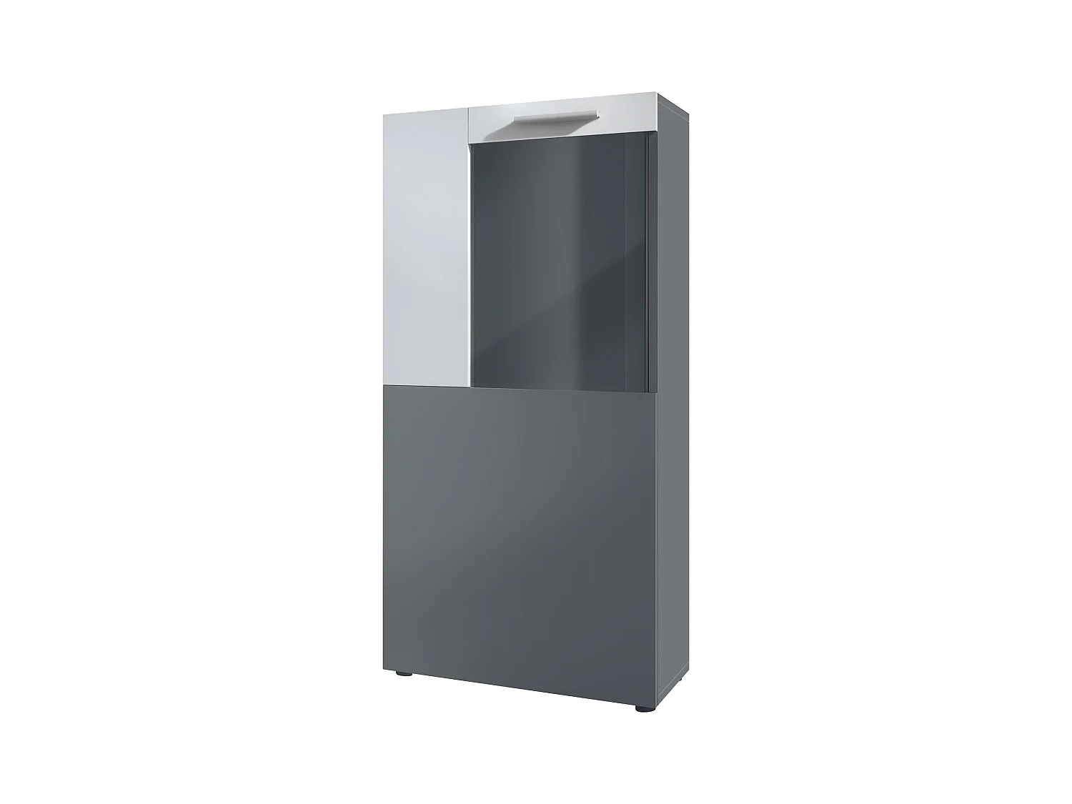 Vitrine Stream, Vitrine sur Pied/Murale avec 1 Grande Porte et 2 Compartiments Spacieux, anthracite mat/blanc mat ( 50,5 x 111 x 32,5 cm)