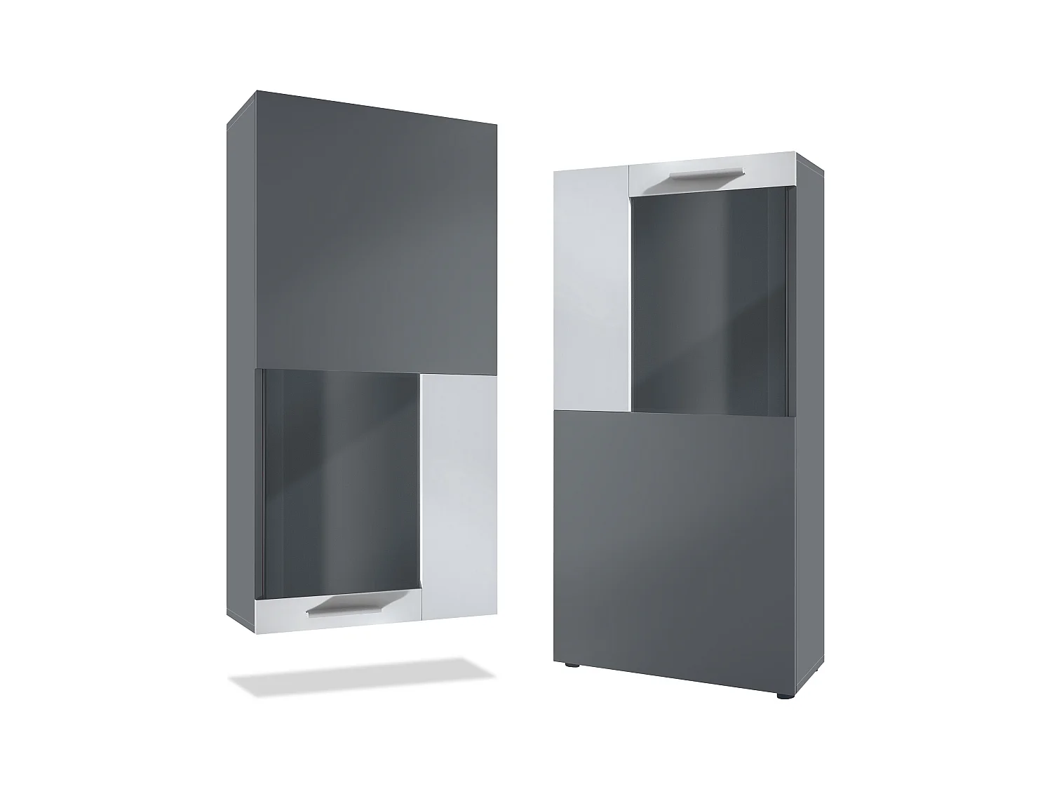 Vitrine Stream, Vitrine sur Pied/Murale avec 1 Grande Porte et 2 Compartiments Spacieux, anthracite mat/blanc mat ( 50,5 x 111 x 32,5 cm)
