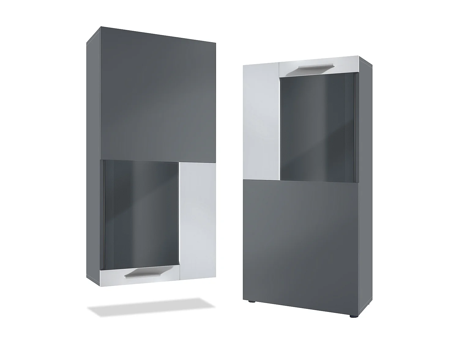 Vetrina Stream, Vetrina da Terra/da Parete con 1 Porta Grande e 2 Scomparti Spaziosi, antracite opaco /bianco opaco ( 50,5 x 111 x 32,5 cm)
