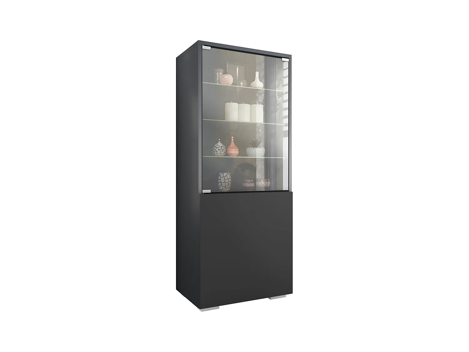 Vitrine Granada de , Armoire Vitrée Made in Germany avec Porte en Verre et Insert en Verre, anthracite mat/noir mat (50 x 122,5 x 34,5 cm)