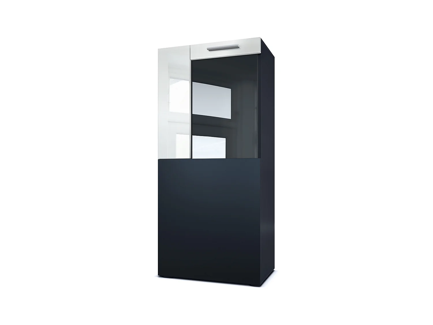 Vladon Vitrina de cine, negro mate/blanco de alto brillo - Vitrina de cristal moderna - (AxAxP): 50,5 x 111 x 32,5 cm