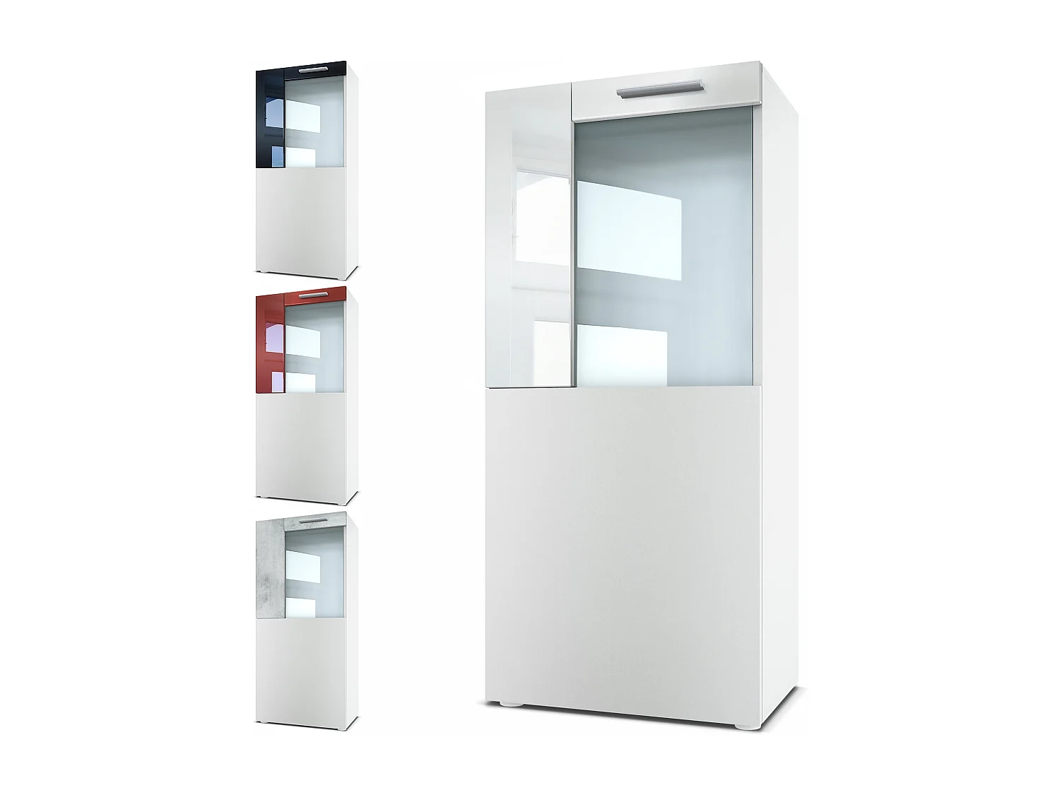 Vladon Vetrina Movie, bianco opaco/bianco lucido - Vetrina moderna in vetro - (LxHxP): 50,5 x 111 x 32,5 cm