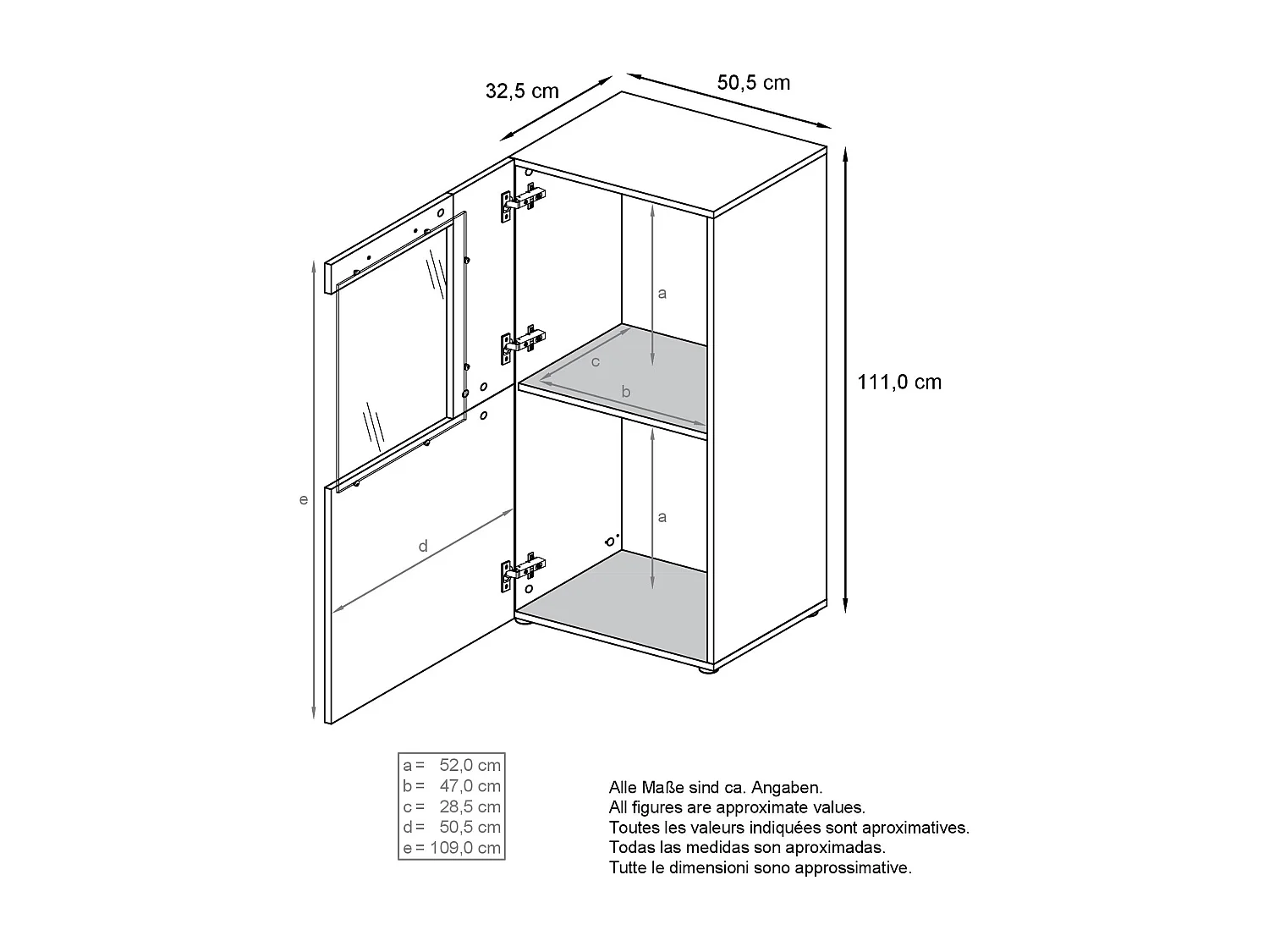 Vladon Vetrina Movie, bianco opaco/bianco lucido - Vetrina moderna in vetro - (LxHxP): 50,5 x 111 x 32,5 cm