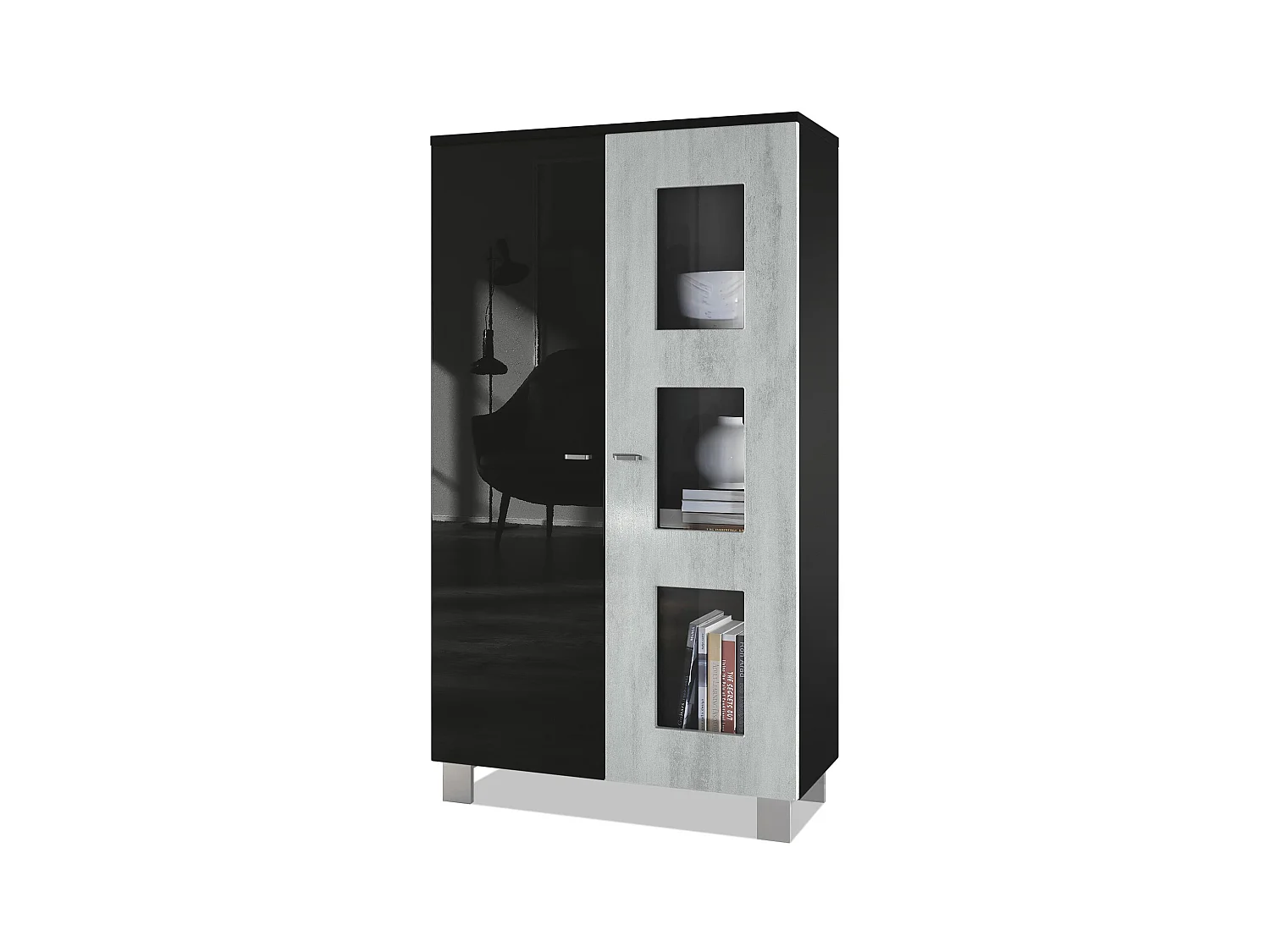 VITRINE Denjo Tür in Beton Oxid Optik