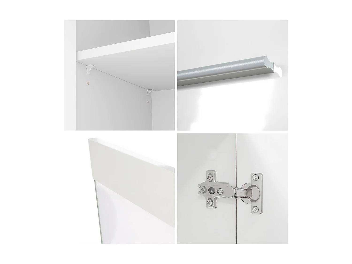 Vitrine de salon Almada, Vitrine sur pied avec 2 portes, 4 compartiments et 1 vitre, Blanc mat/Chêne Nature (53 x 125 x 30 cm)