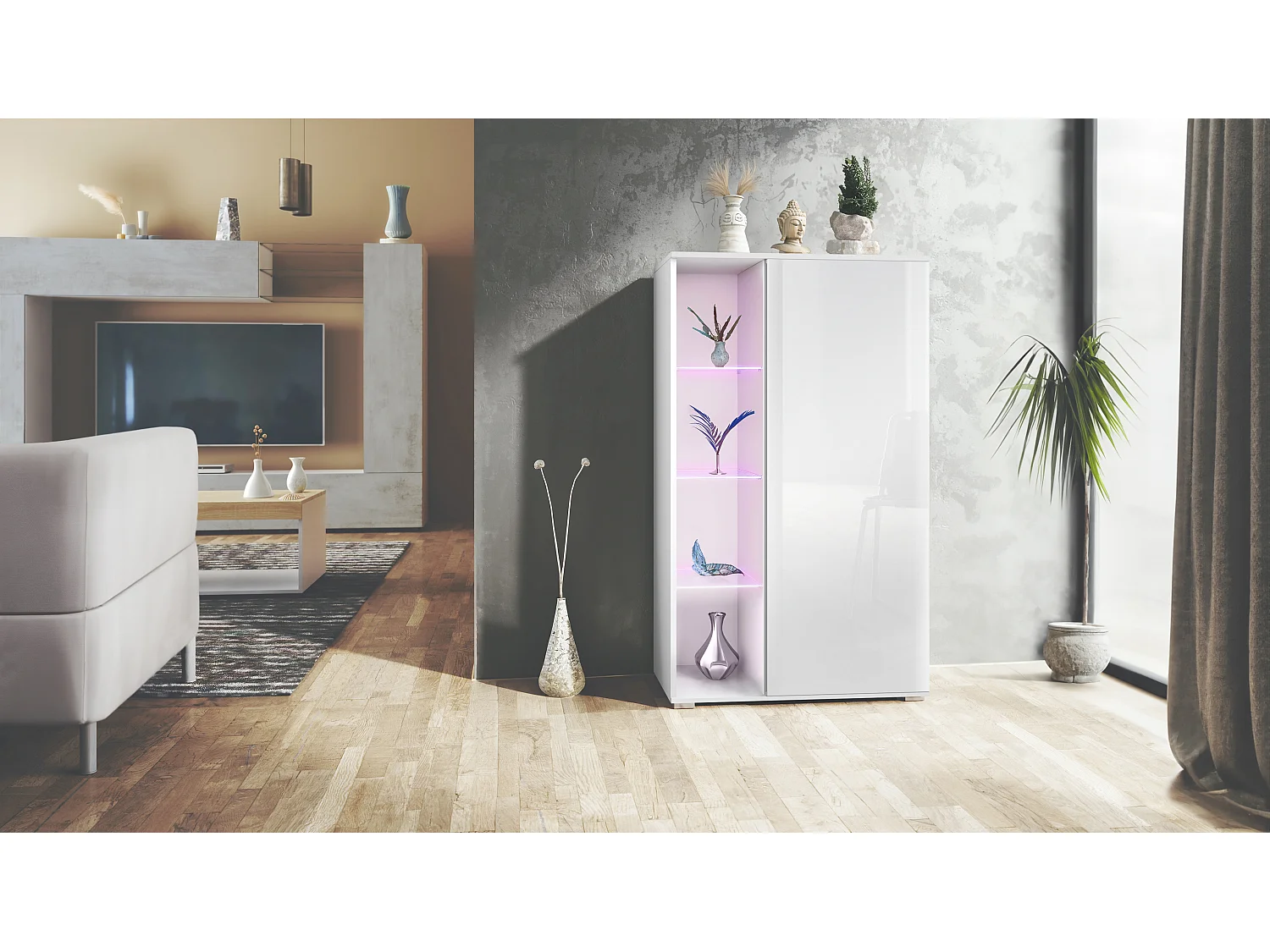 VITRINE Davos Weiß Hochglanz