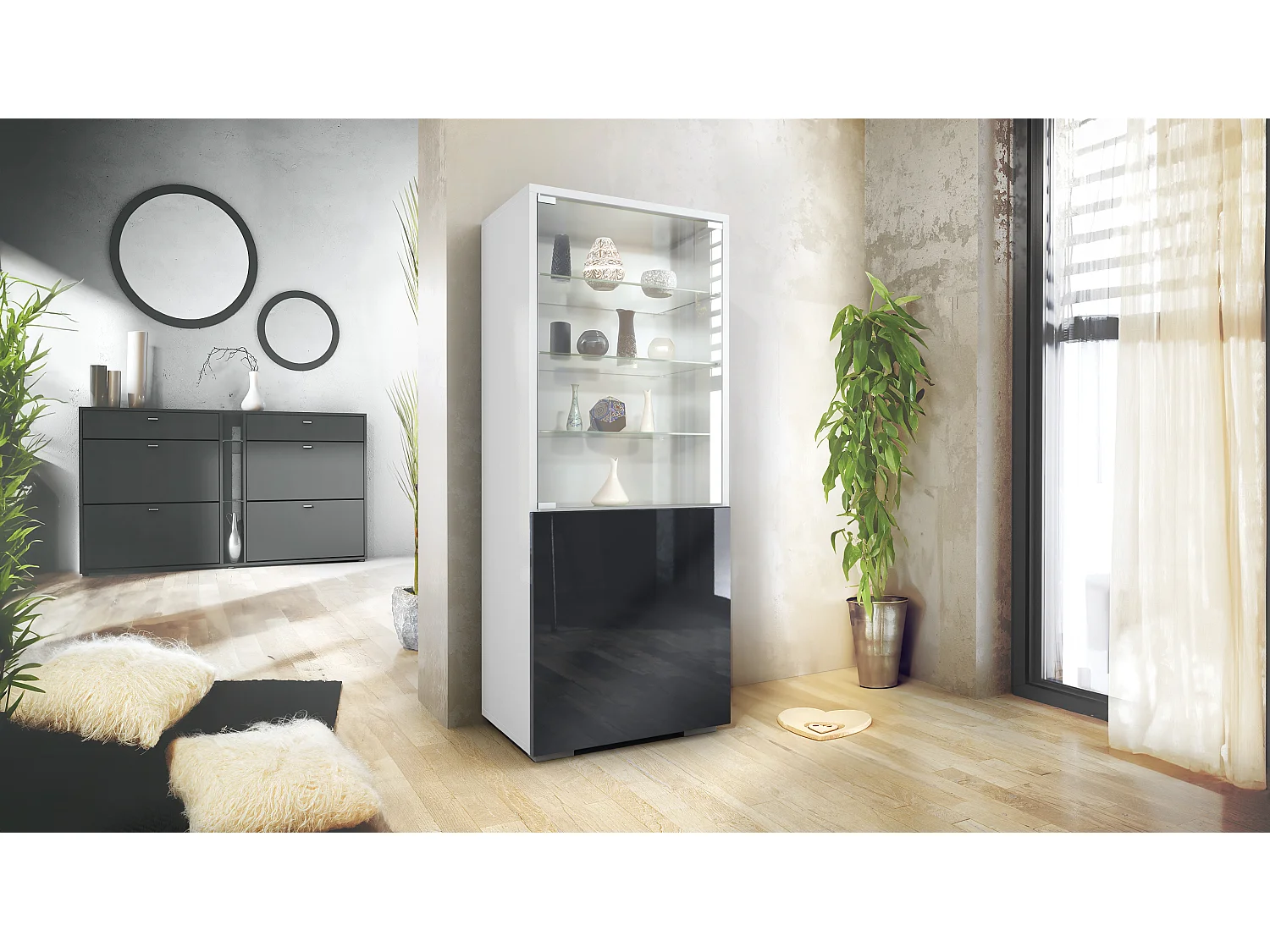 VITRINE Granada Schwarz Hochglanz