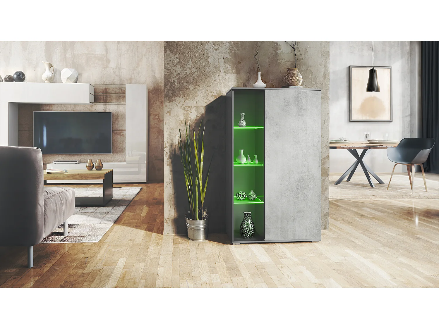 VITRINE Davos Beton Oxid Optik