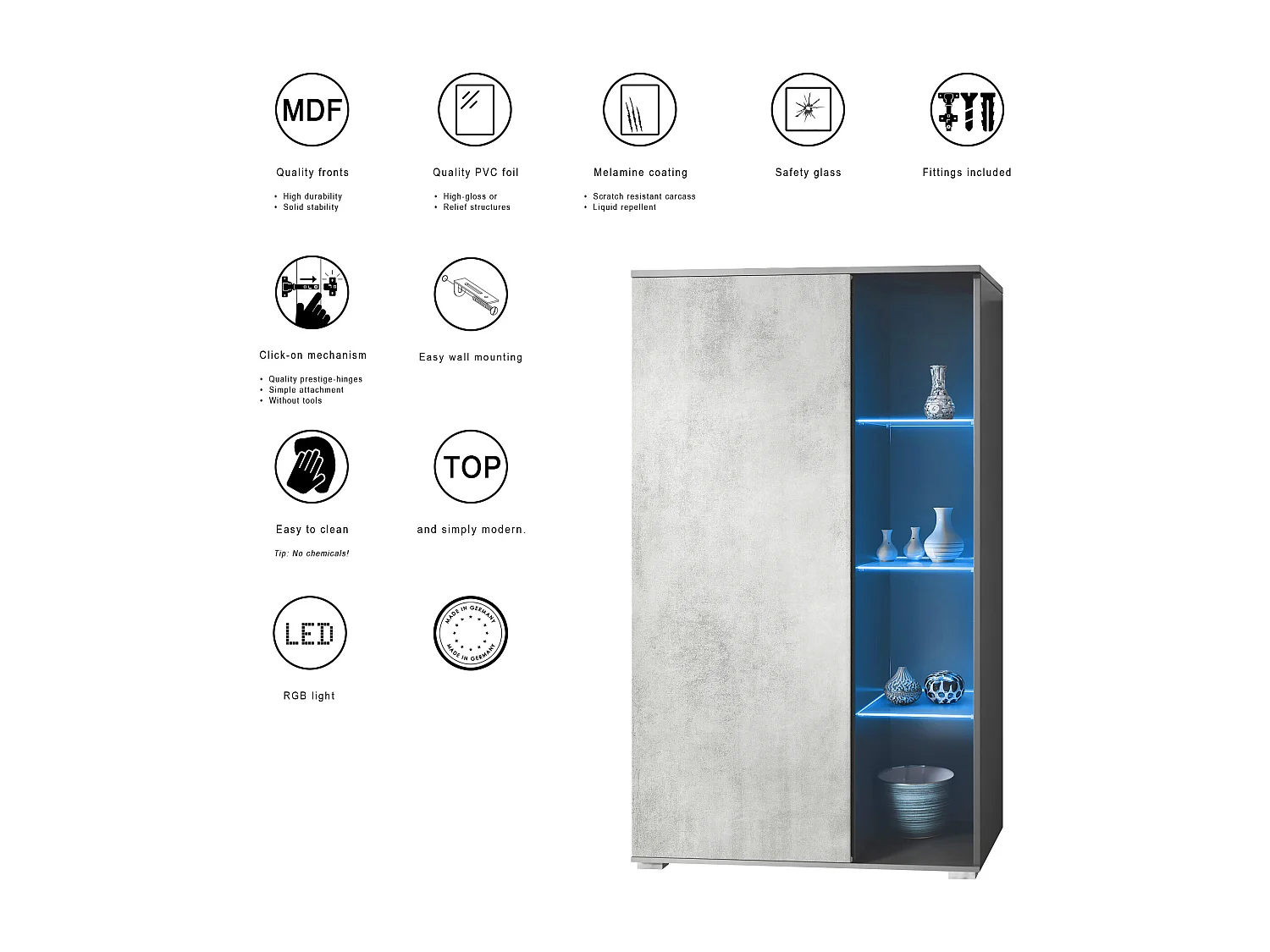 VITRINE Davos Beton Oxid Optik