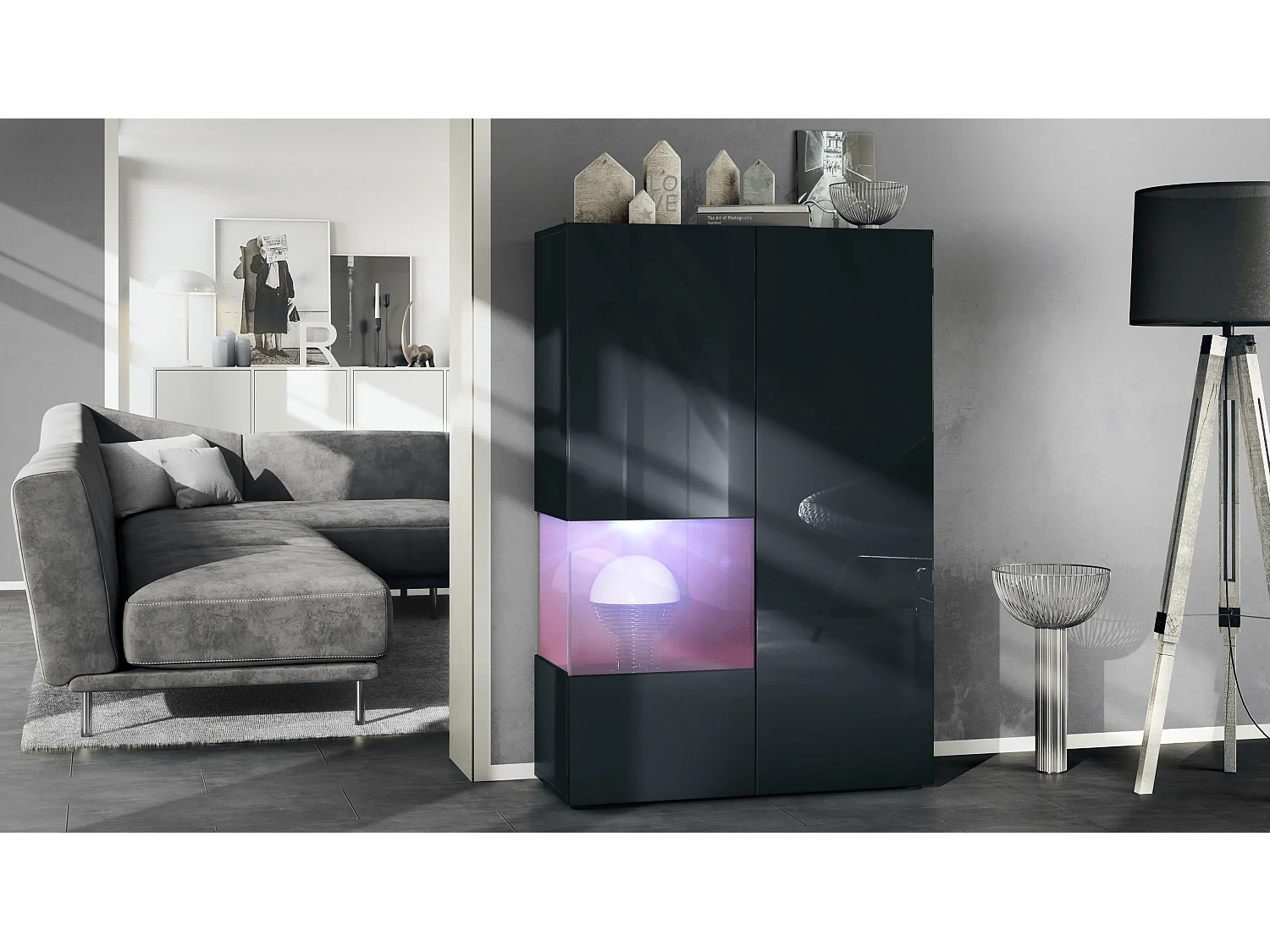 VITRINE Morena Einsatz in Bordeaux Hochglanz