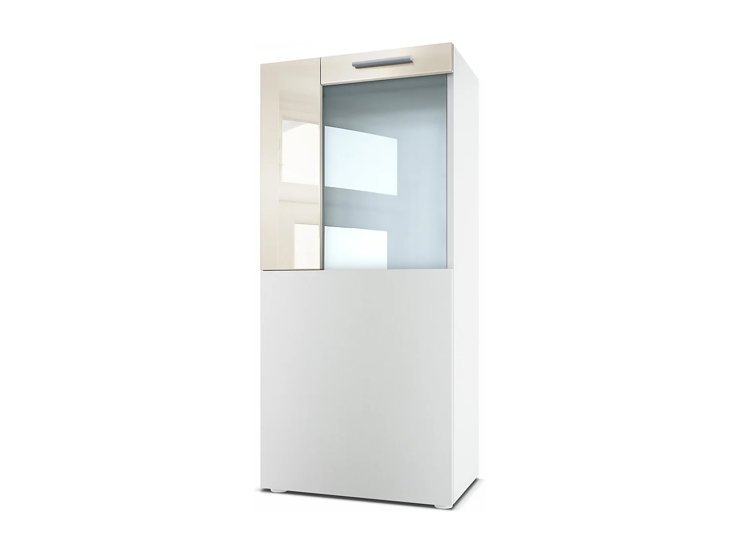 Vladon Vetrina Movie, bianco opaco/beige lucido - Vetrina moderna in vetro - (LxHxP): 50,5 x 111 x 32,5 cm