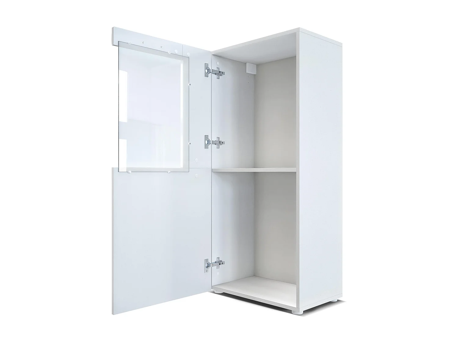 Vladon Vetrina Movie, bianco opaco/grigio lucido - Vetrina moderna in vetro - (LxHxP): 50,5 x 111 x 32,5 cm