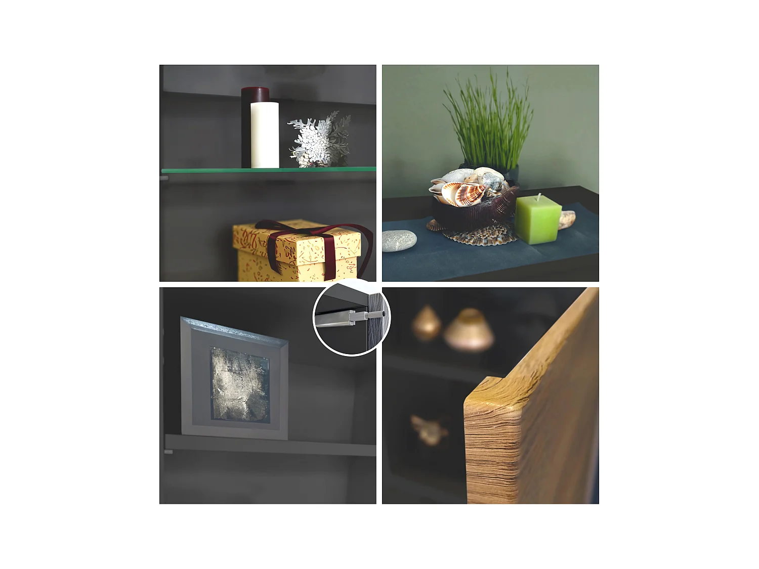 Vitrine Granada de , Armoire Vitrée Made in Germany avec Porte en Verre et Insert en Verre y compris LED, anthracite mat/noir brillant (50 x 122,5 x 34,5 cm)