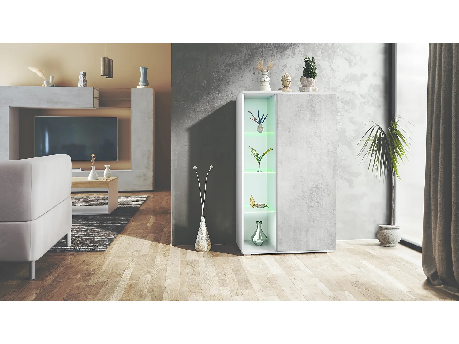 VITRINE Davos Beton Oxid Optik