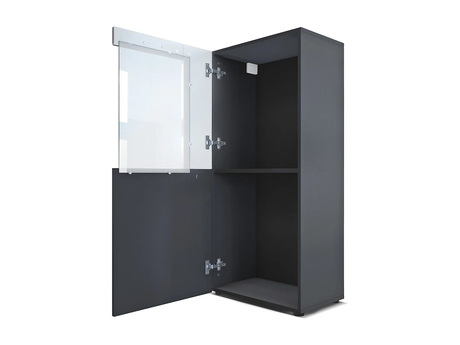 Vladon Vetrina Movie, nero opaco/violetto porpora lucido - Vetrina moderna in vetro - (LxHxP): 50,5 x 111 x 32,5 cm