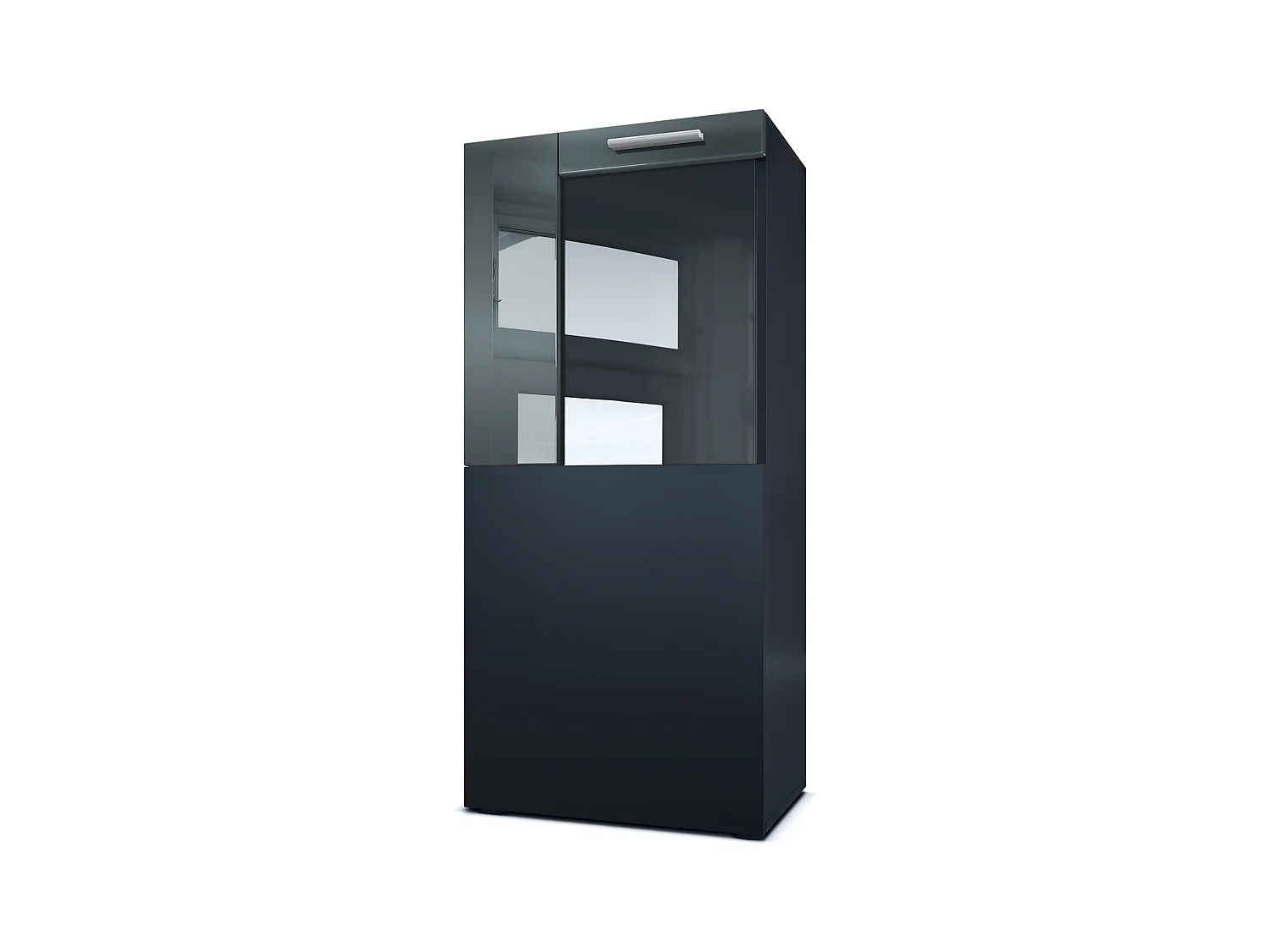 VITRINE Movie Absetzungen in Grau Hochglanz