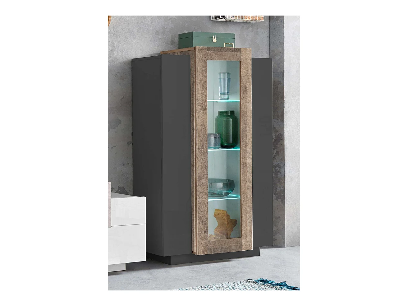 Mobile Vetrina CORO L 80 x H 120.5 x P 38 cm grigio