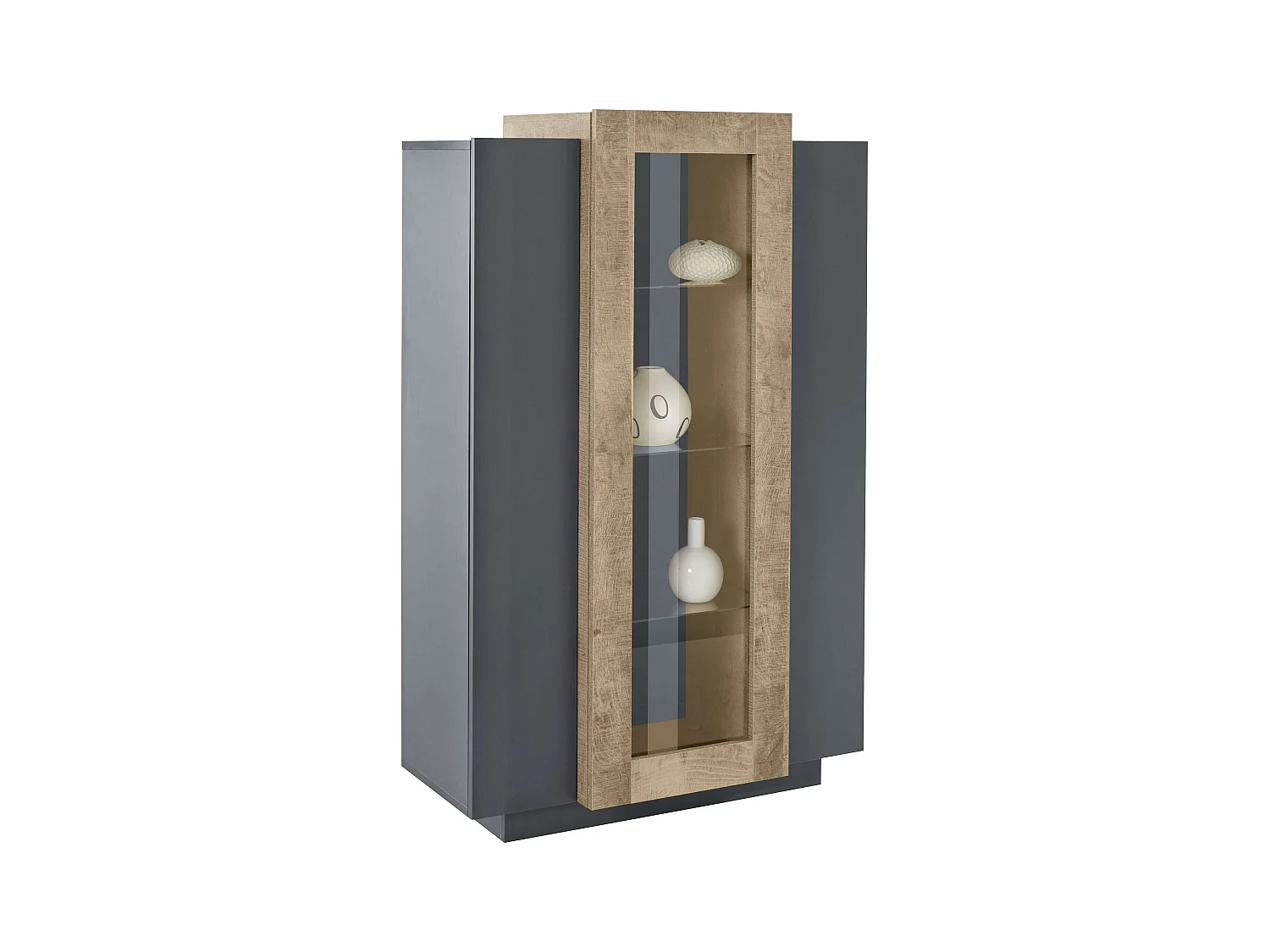 Mobile Vetrina CORO L 80 x H 120.5 x P 38 cm grigio