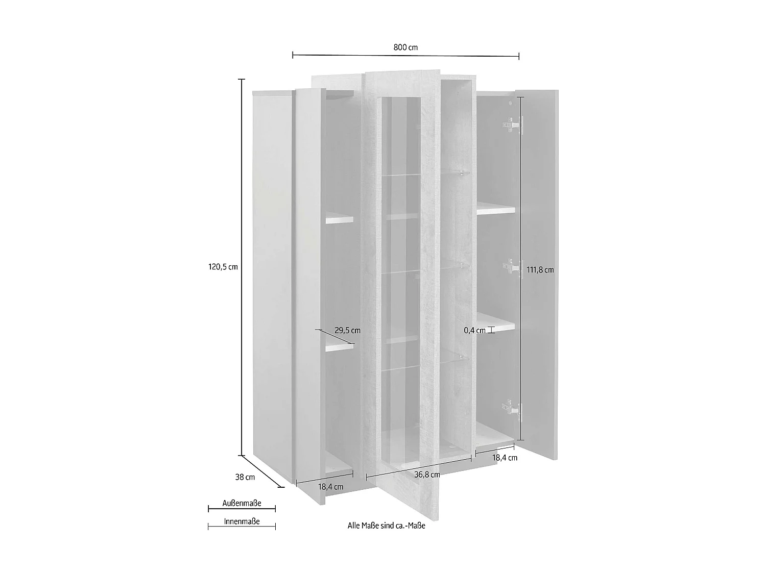 Armoire vitrine haute moderne noire et bois pour salon 80x120cm Corona Hound