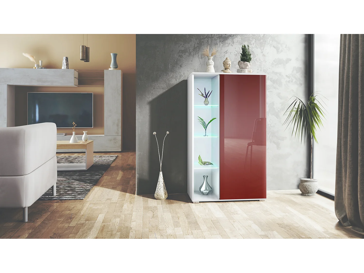 VITRINE Davos Bordeaux Hochglanz