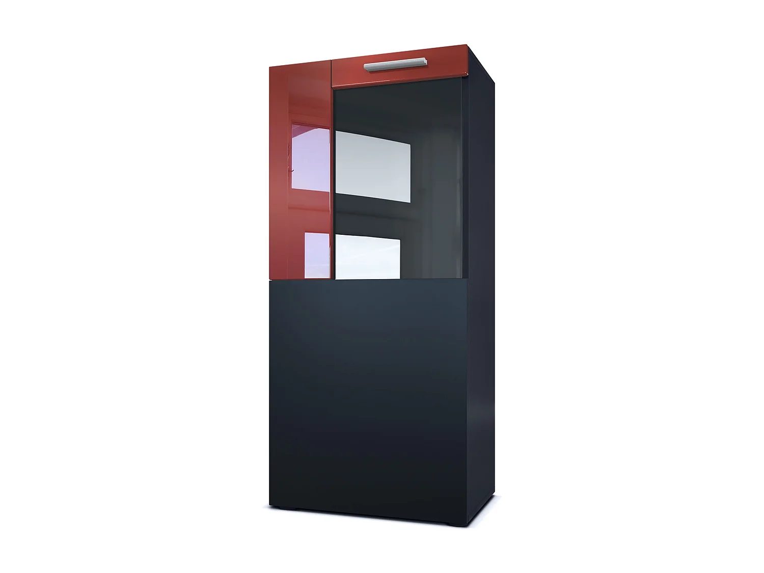 Vitrine de cinéma, noir mat/bordeaux haute brillance - Vitrine moderne en verre - (LxHxP) : 50,5 x 111 x 32,5 cm