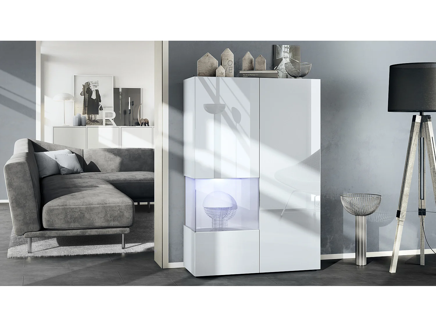 VITRINE Morena Einsatz in Weiß matt