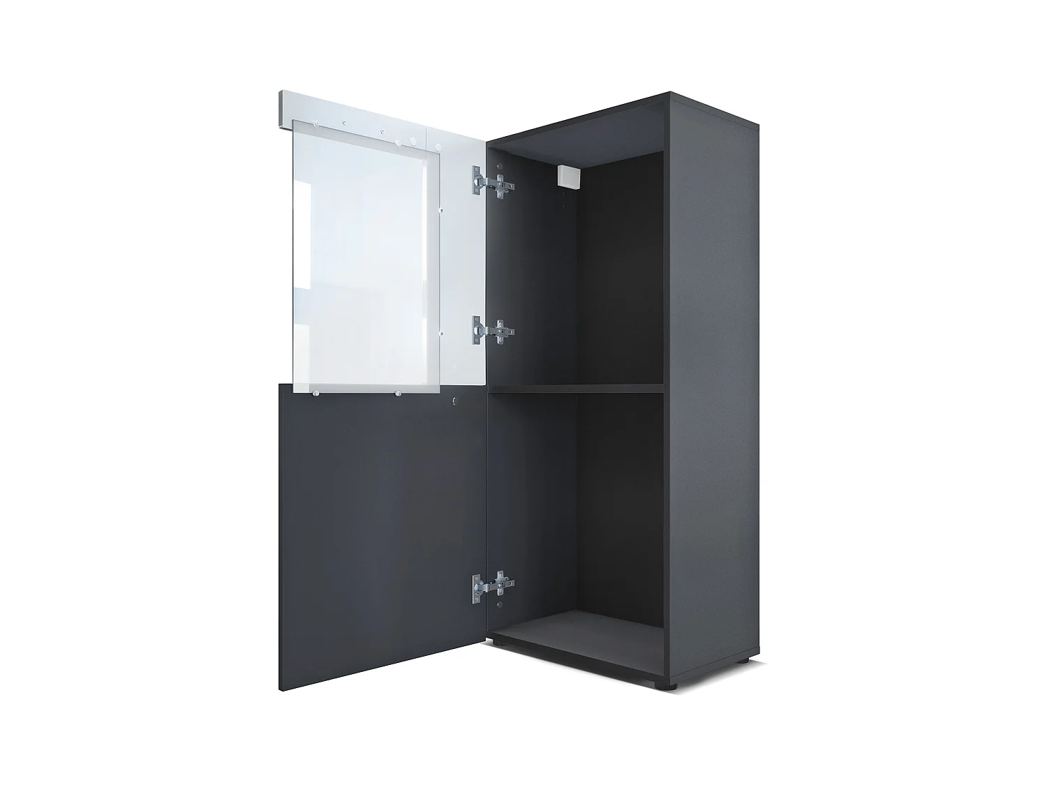 Vitrine de cinéma, noir mat/crème haute brillance - Vitrine moderne en verre - (LxHxP) : 50,5 x 111 x 32,5 cm