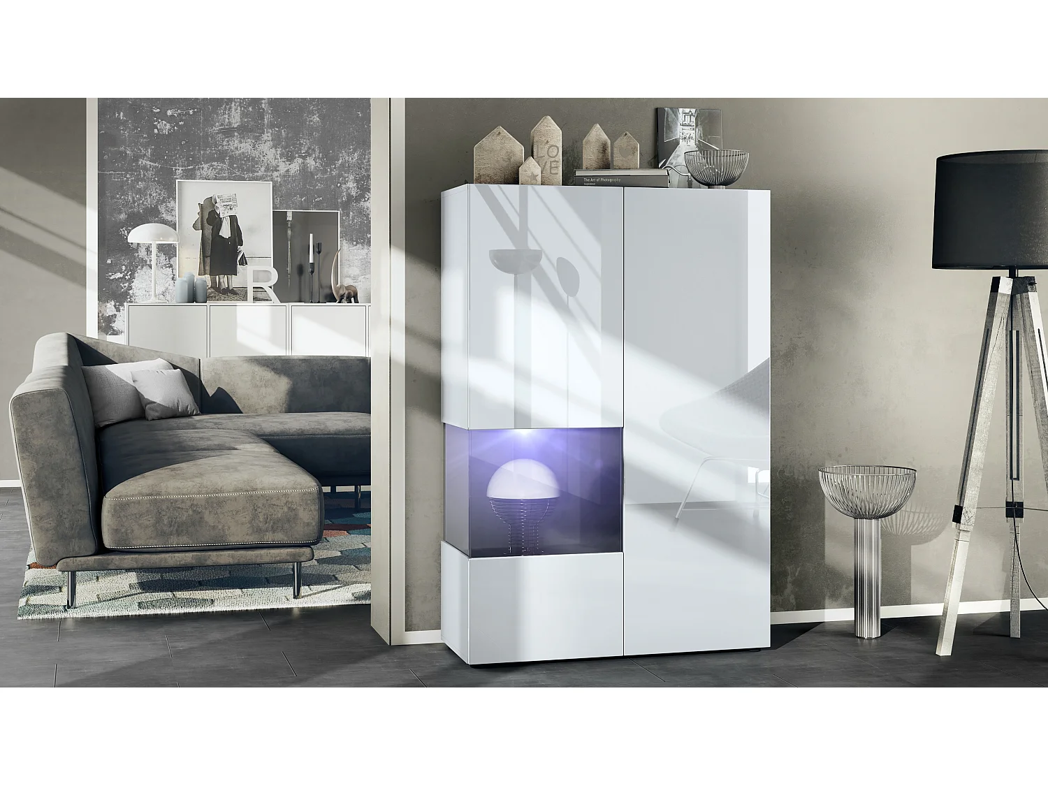 VITRINE Morena Einsatz in Schwarz matt