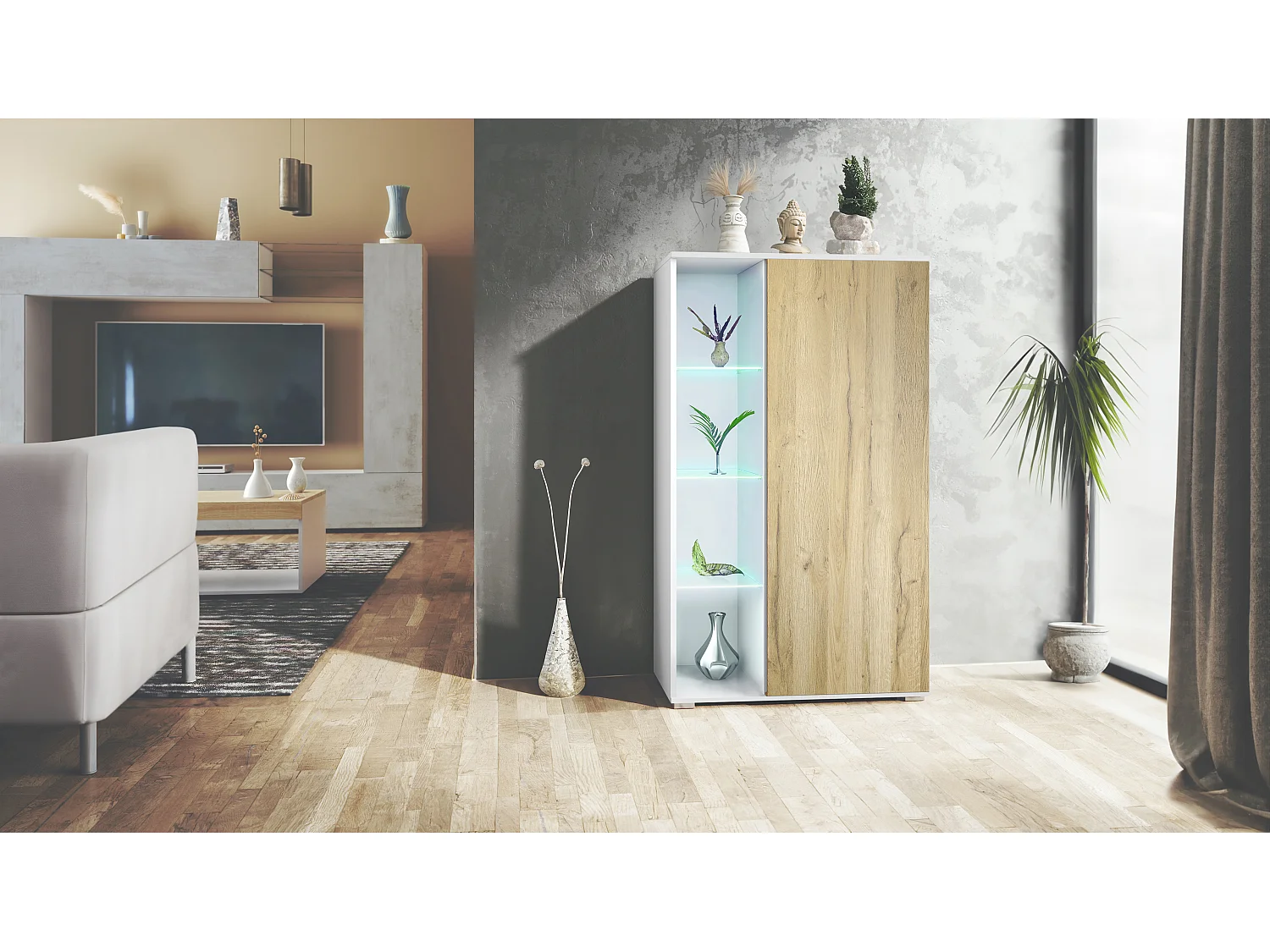 VITRINE Davos Eiche Natur