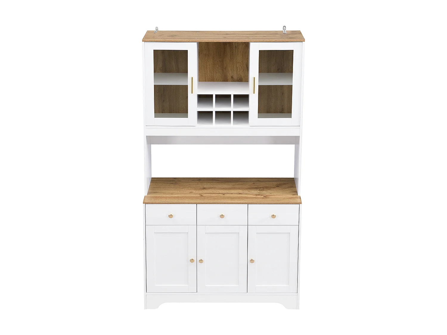 Vitrine 94.5x30x175.5 cm - 3 lades en 5 deuren - houten look blad - wit