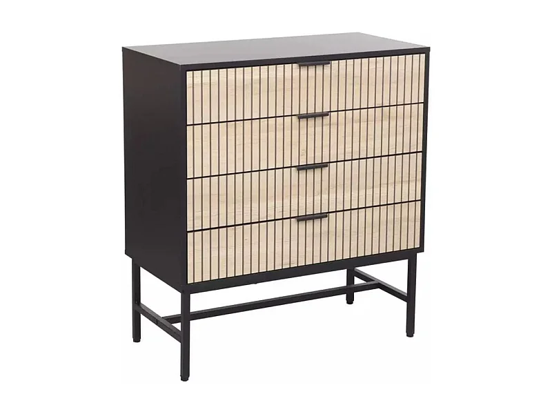 Commode 4 tiroirs en chêne et métal noir mat LOREENS