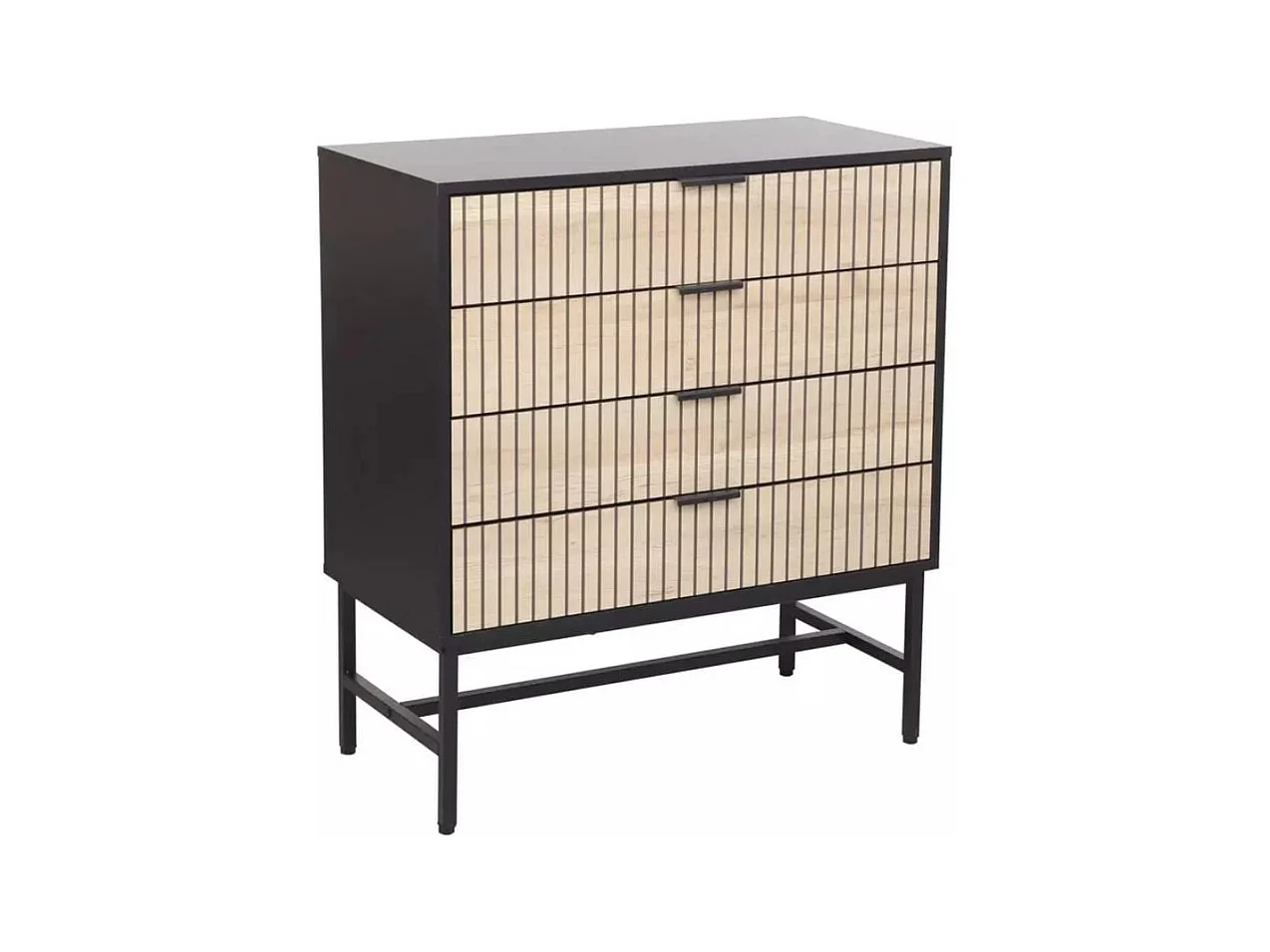 Commode 4 tiroirs en chêne et métal noir mat LOREENS